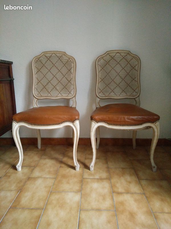 Ensemble / lot de 6 chaises de style Régence / Louis XV de qualité (image 5)