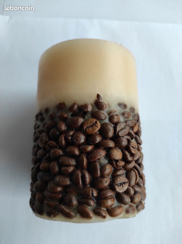 Bougie beige vrais grains de café TBE (image 4)