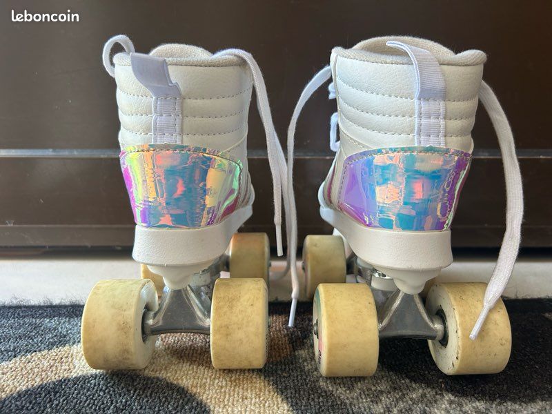 Patins à roulettes blancs à lacets pointure 30 (image 4)