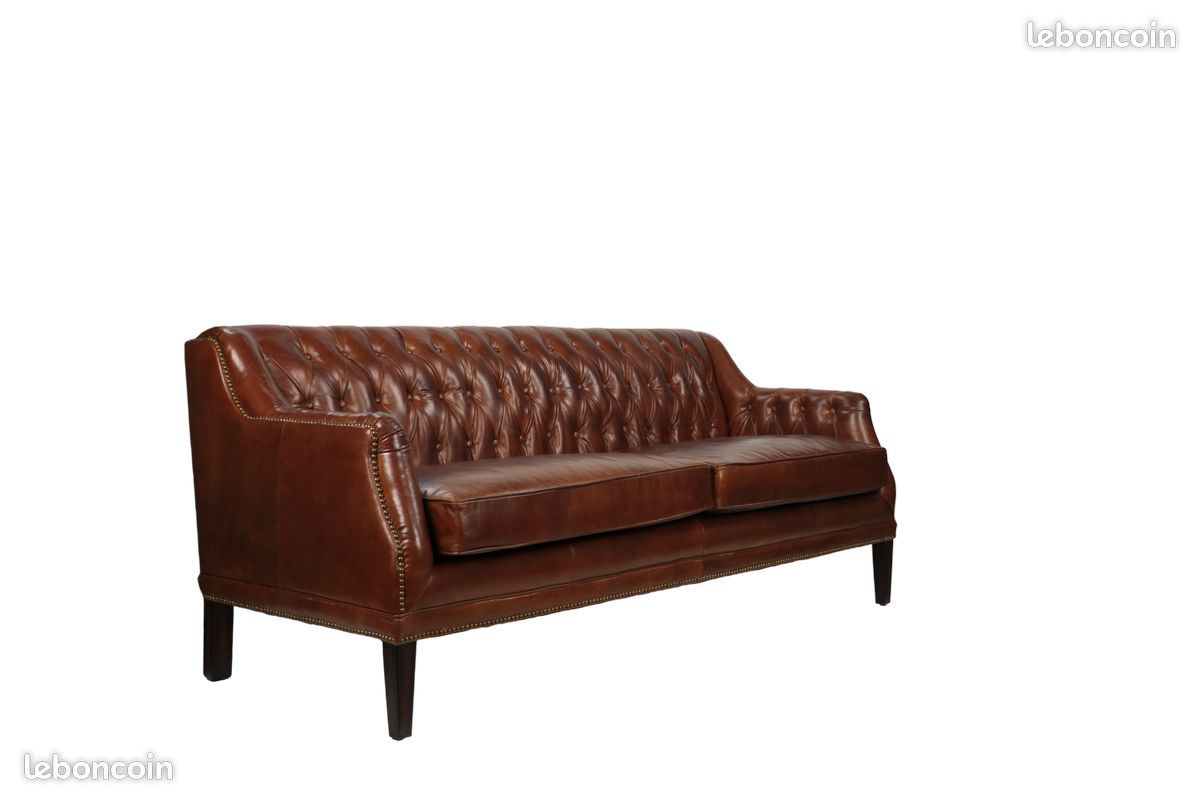 Canapé Chesterfield club en Cuir Vintage - livraison offerte - Decoduweb (image 2)
