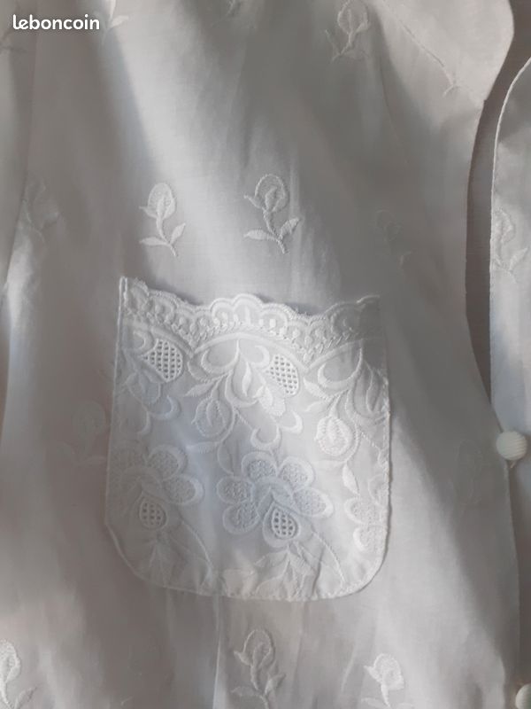 Chemise femme coton blanc brodé (image 2)