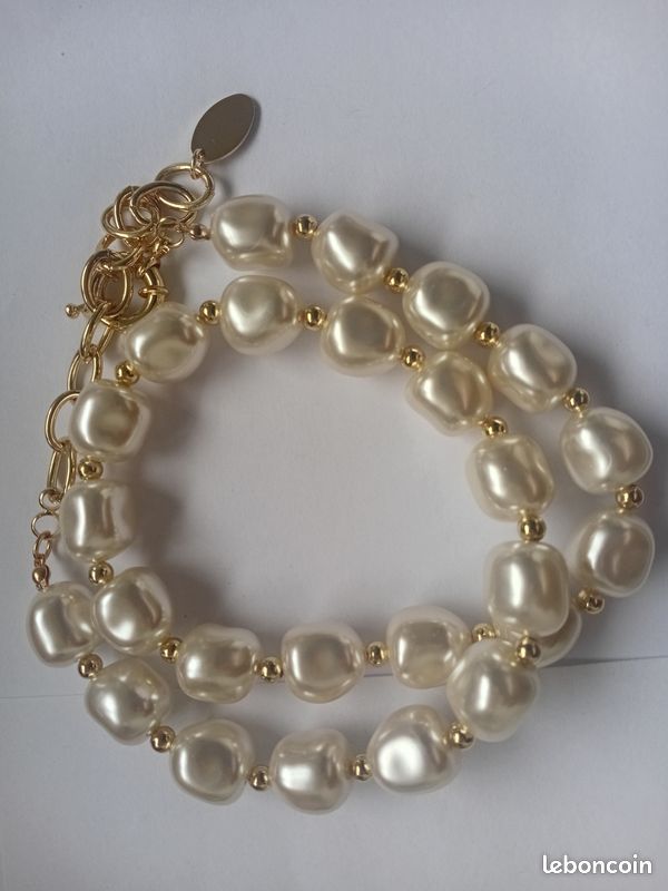 Collier De Perles De Nacre Argenté – Bijou Rétro Créateur – Élégant Et Intemporel
