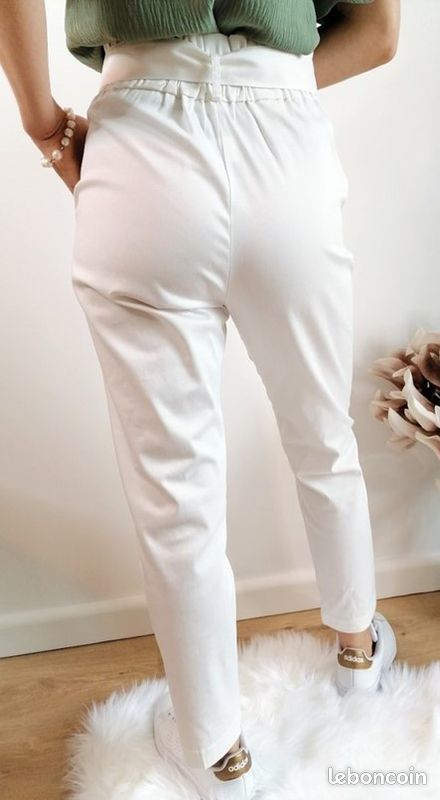 Pantalon blanc taille haute NAFNAF T40 (image 2)