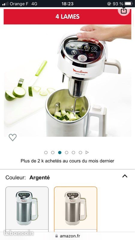 Moulinex Blender Chauffant Soup & Co Panier Vapeur Silver 1100W 2