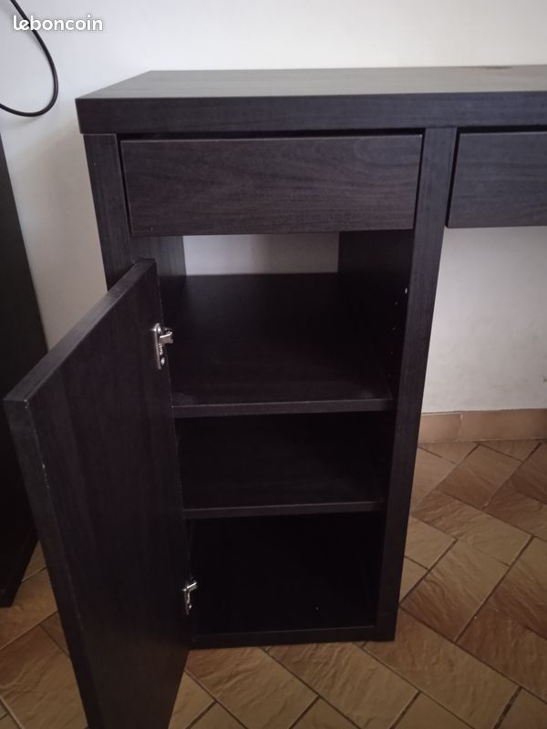 Ensemble Bureau IKEA MICKE Brun Noir & Chaise Style Fer Forgé (image 4)