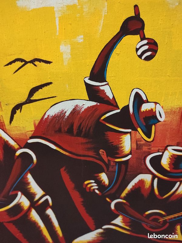 Acrylique sur Toile, Art Haïtien, signé Joseph, les Musiciens (image 4)