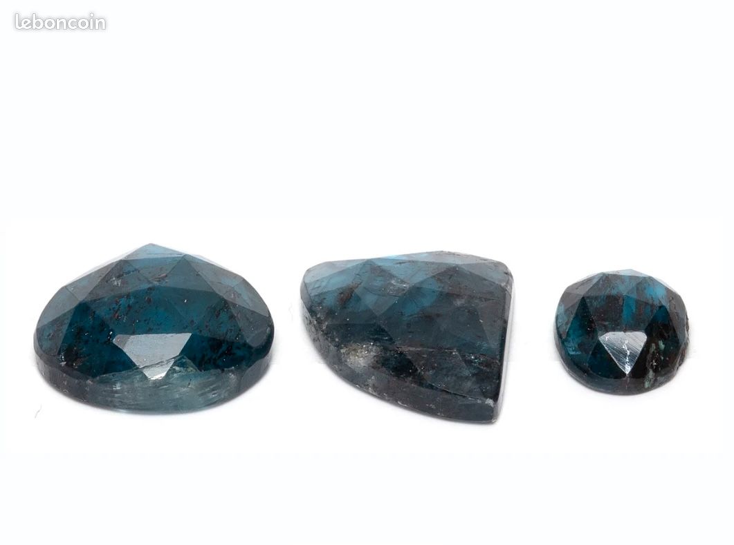 3 cabochons de cyanite pierre de gemme naturelle bleu occlusions loisir créatif bijou facettes bleu profond naturelle (image 4)