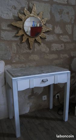 Desserte Art Déco Bois Et Marbre – Table D'appoint, 153 Cm De Haut – Bon état