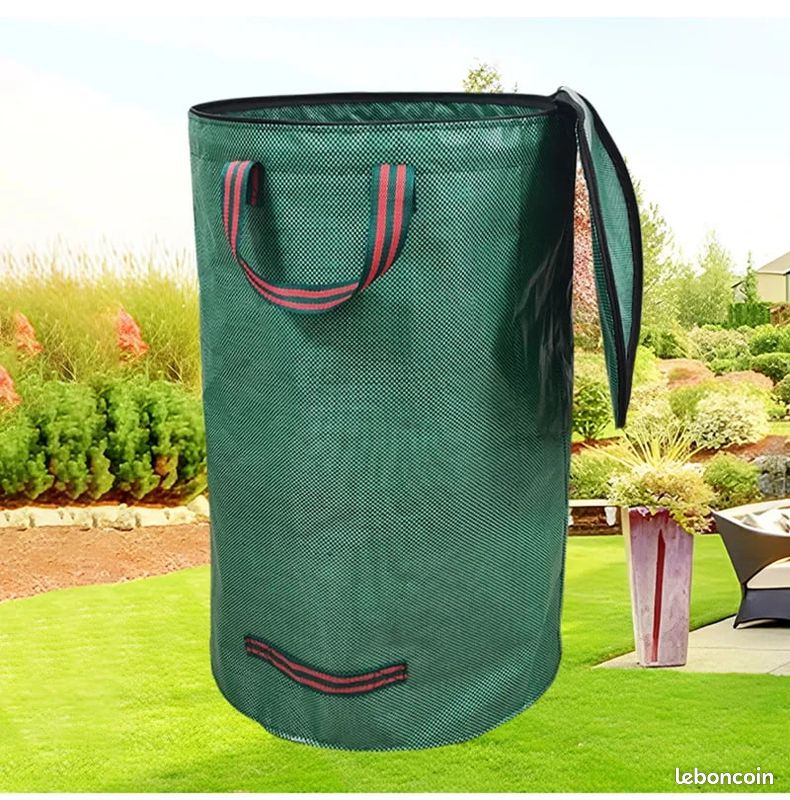 3 Sacs à Déchets Verts 300L Praknu - Polypropylène Robuste, 4 Poignées, Pliable, Réutilisable