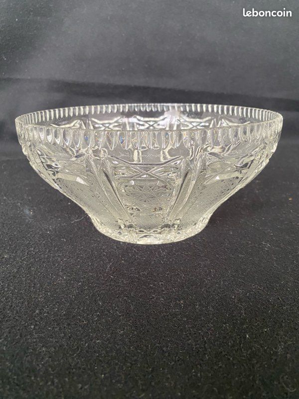 Bol décoratif évasé bohème taille brillant en verre cristal (image 1)