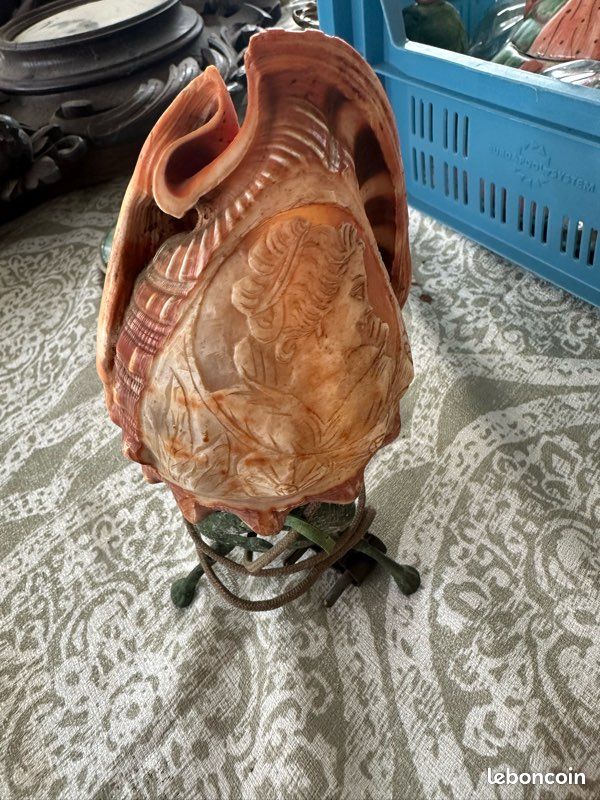 GROS ANCIEN COQUILLAGE Sculture Camée de collection EUR 50,00 - FR