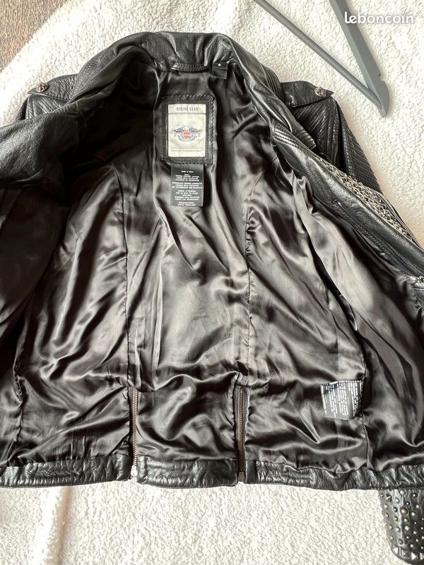 Perfecto cuir Harley Davidson femme taille S veste cloutées NEUVE (image 3)