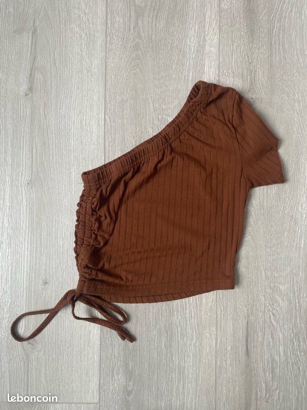Crop Top Femme URVANA Marron à Franges En Daim - Taille M - Neuf Sans étiquettes