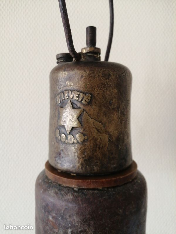 Ancienne Lampe De Mineur Au Carbure - Outil Primitif Original - Début XXe