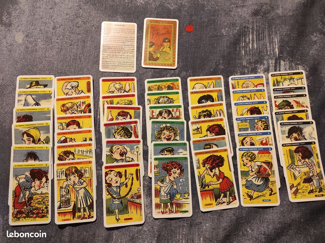 JEU 7 FAMILLES ANCIEN vintage dessin animé TELETOON RECREAZEN 1997 EUR