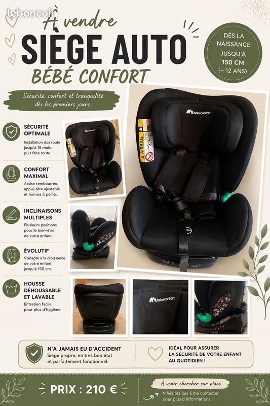 Siège auto bébé confort naissance à 12ans (image 1)
