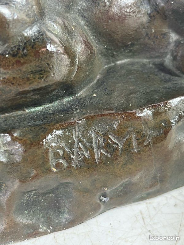Panthère en bronze signée BARYE panthère de Tunis sculpture animalière ancien (image 8)