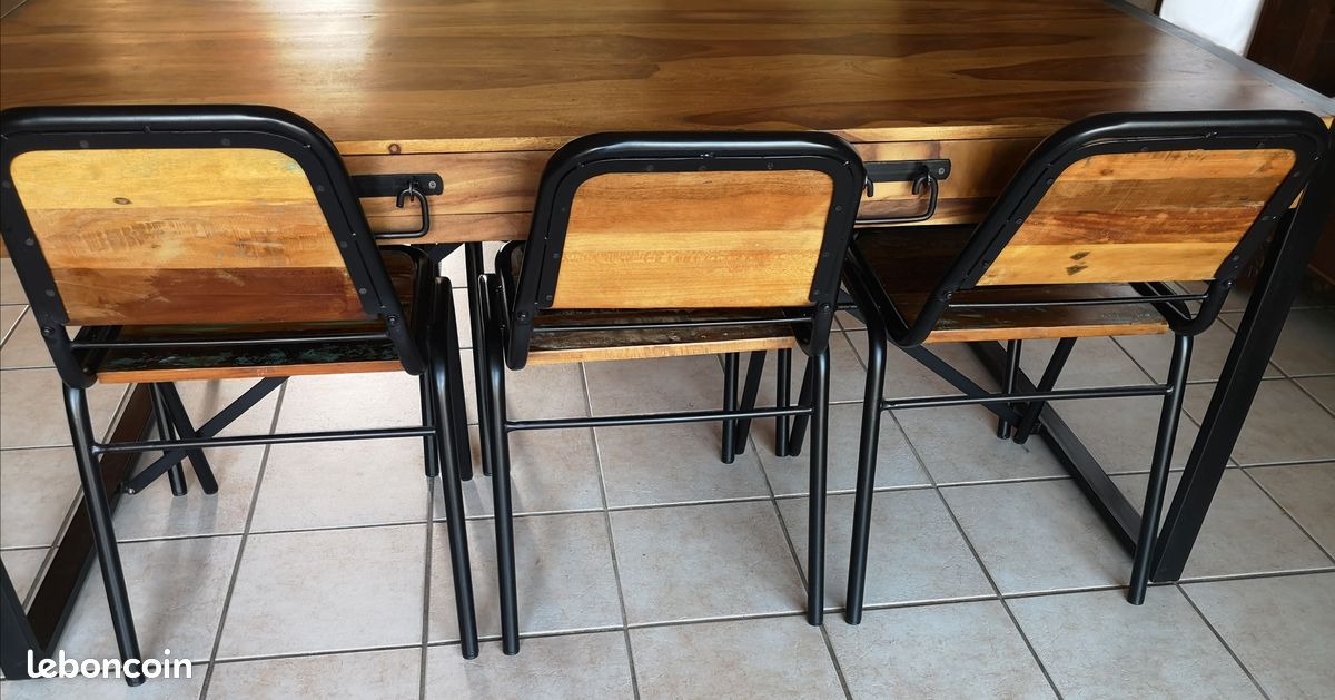 Lot 6 chaises bois métal style vintage (image 5)