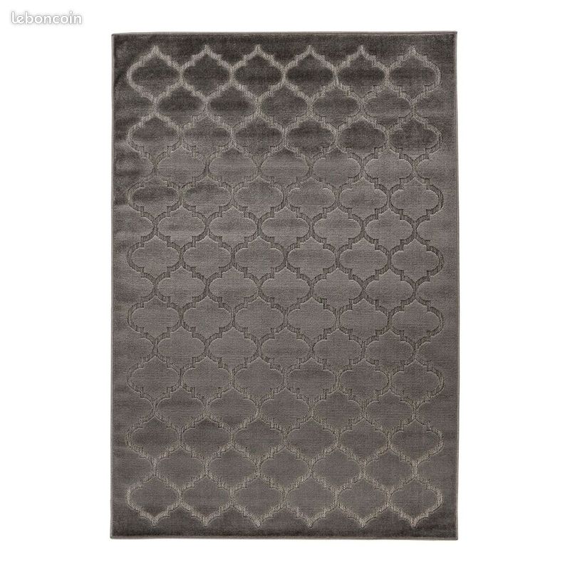 Tapis scandinave effet 3D graphique Miramar Gris 80x300 (image 1)