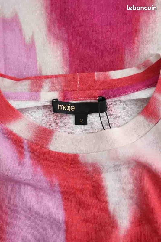 T-shirt Maje Rouge Pour Femme - Taille 1, Coton/lin, Occasion Très Bon état