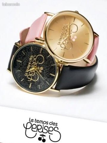 Montre Femme Le Temps Des Cerises Dorée - Modèle TC14GDC - Cuir - Quartz - Occasion Peu Portée