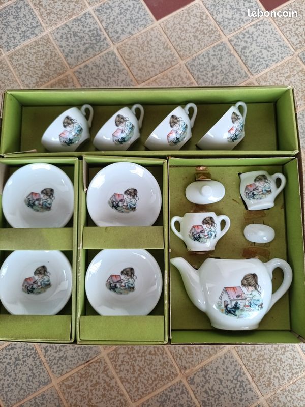 Dînettes Enfant Vintage - Service Porcelaine LIMOGES - Coffret L.J & Cie France
