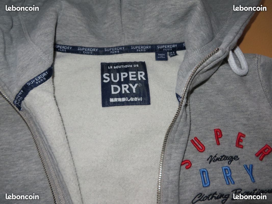 Sweat à Capuche Superdry - Taille UK S, Couleur Verte - Occasion En Très Bon état (quelques Signes D'usage Mineurs)