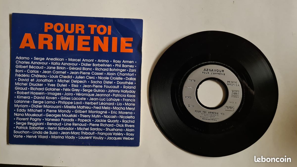 Disque vinyle 45 tours AZNAVOUR : Pour toi Arménie (image 1)