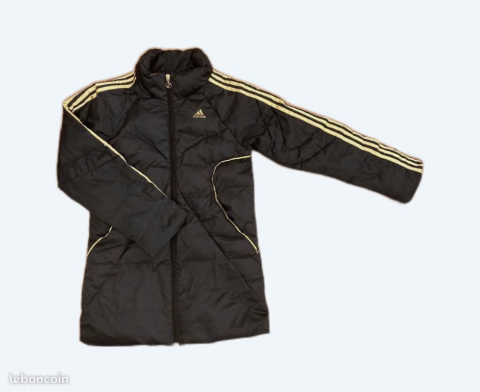 Doudoune manteau Adidas fille, couleur noir et or, taille 10 ans