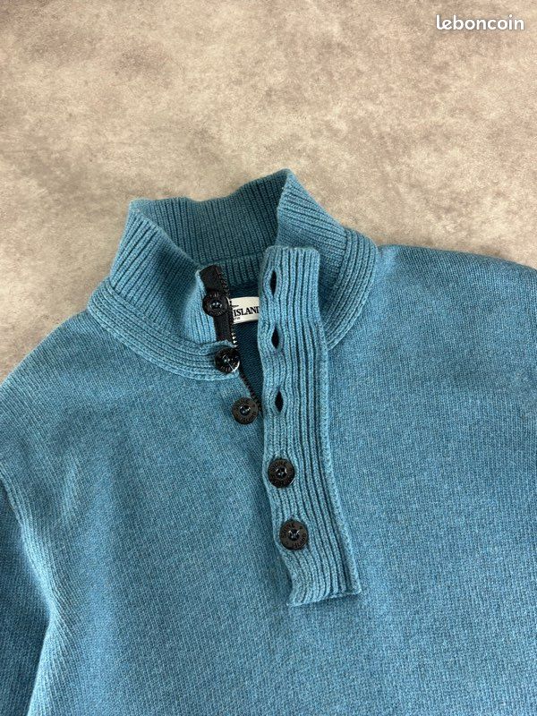 Pull 1/4 Zip col camionneur Stone Island Bleu taille XL (image 5)