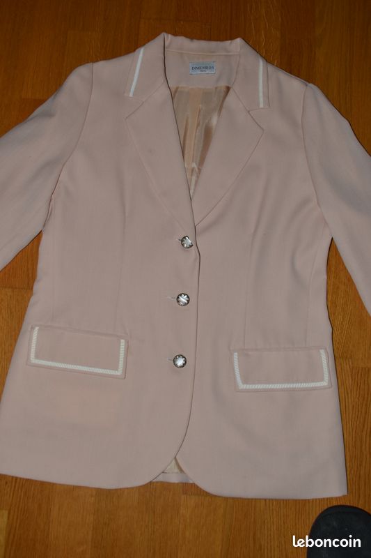 Veste Femme Style Blazer Par VERSE - Taille 40 (UK 12), Beige/bourgogne - Occasion En Excellent état