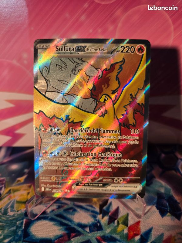 Carte Pokémon Sulfura Ex Team Rocket 208/182 Full Art Secrète - Série Ultraboost X Écarlate Et Violet - Coffret De 10 Cartes Françaises (carte Principale Incluse)