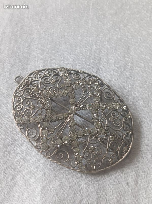 Belle broche ancienne en argent filigrane (image 6)