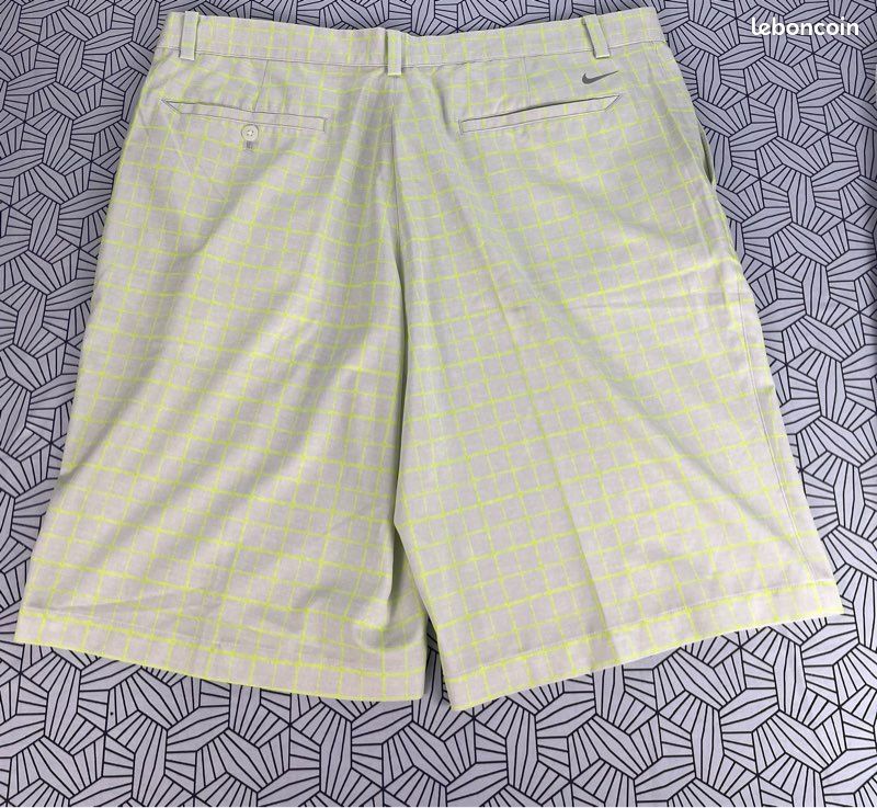 Short Nike golf blanc carreaux jaune fluo sport 38 - XL (image 8)