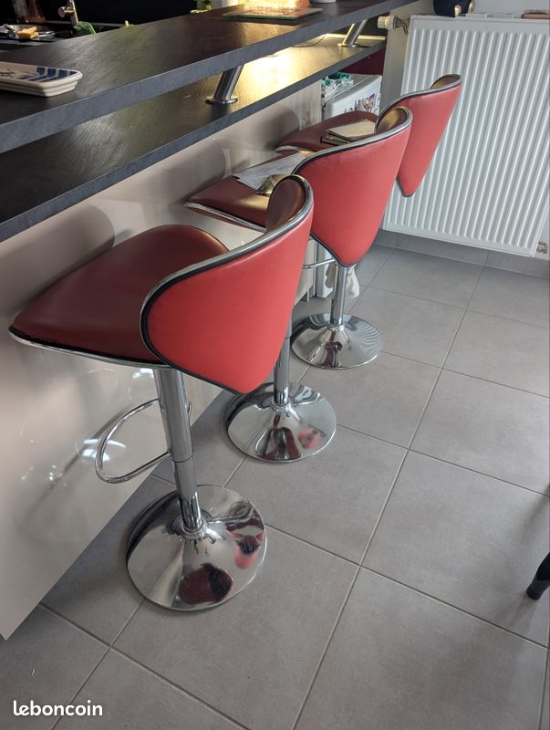 Chaises de bar × 3 - Rouge (image 2)