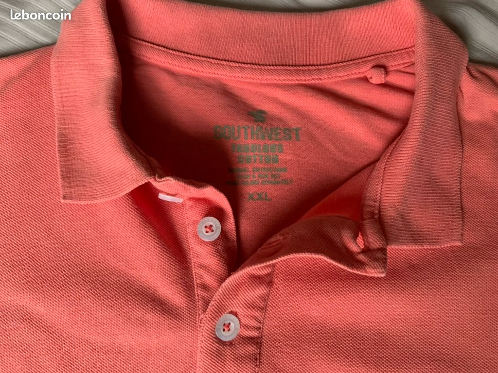 T-shirt Polo Homme XXL 100% coton rose saumon/corail Southwest