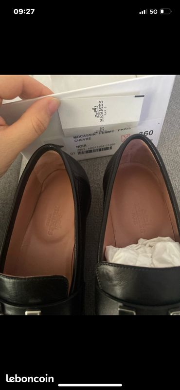 Moccasin Hermès noir argent taille 36 (image 2)