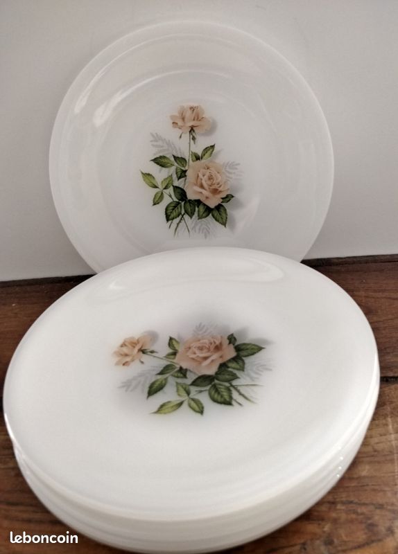 7 assiettes à dessert arcopal vintage - Arts de la table