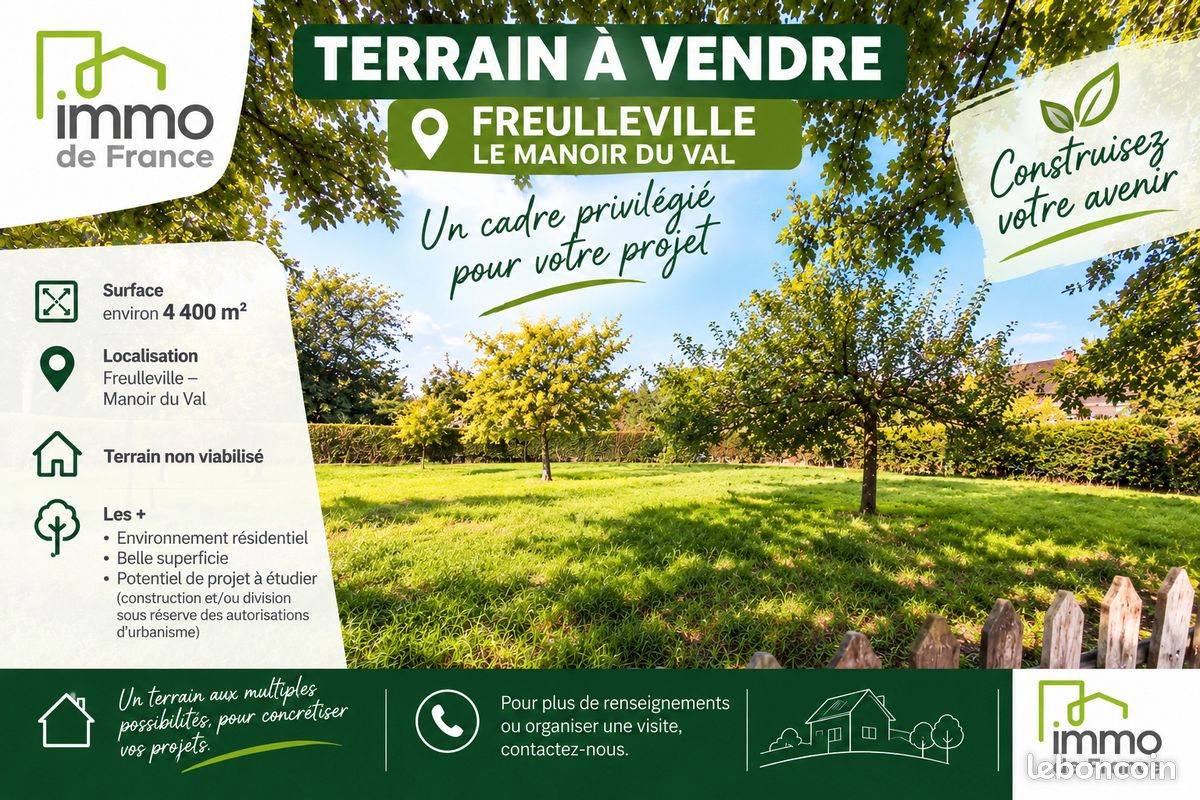 Terrain 4400 m² · à Freulleville · 4 400 m² · 144 560 €