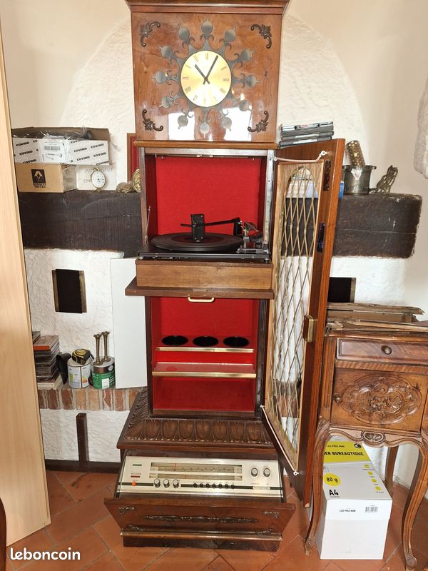 Meuble horloge phonographe bar radio (image 1)