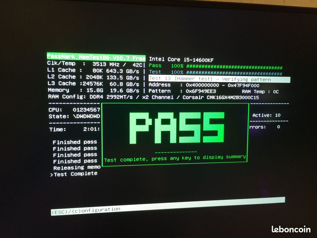 RAM Corsair Vengeance LPX 32 Go (2x2x8 Go) DDR4 3000 MHz CL15 (image 9)