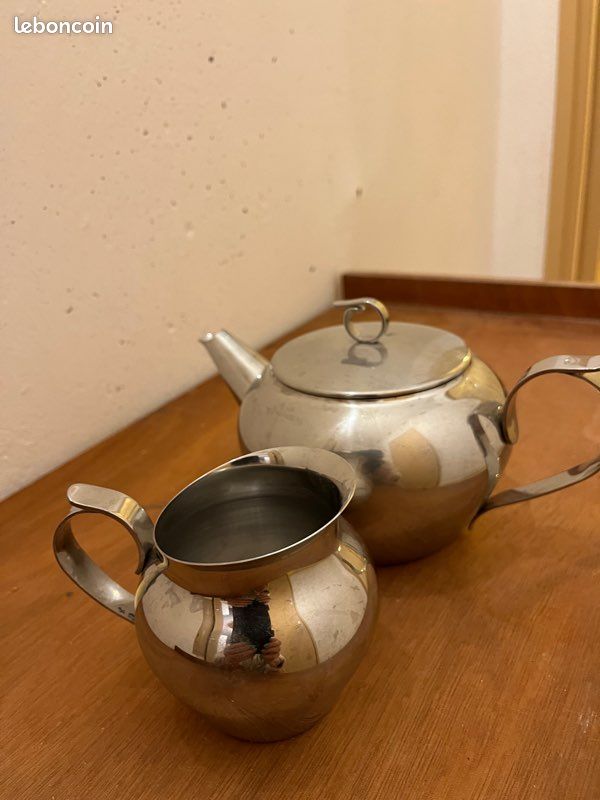 Théière et pot à lait inox L’étang Rémy (image 1)