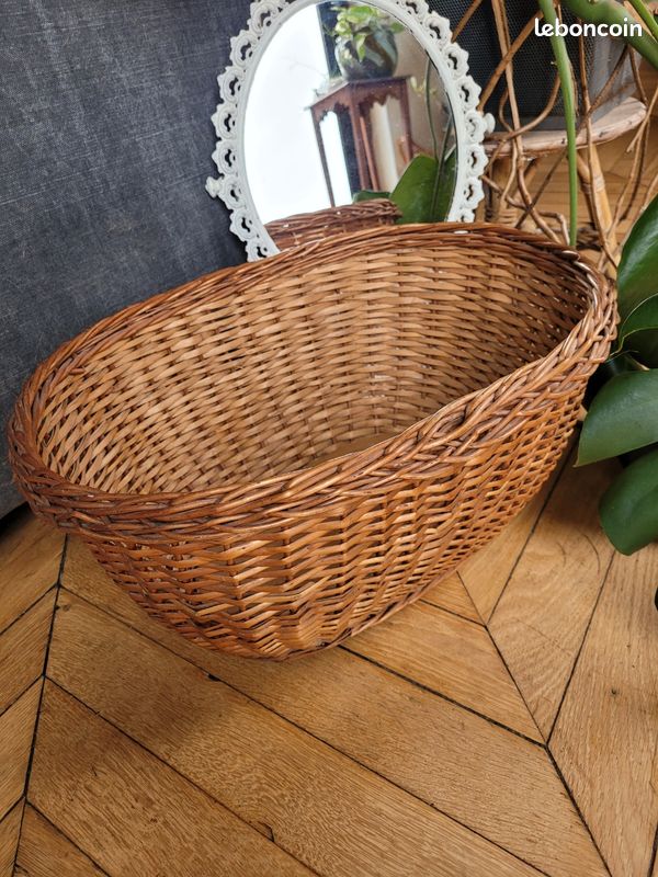 Grande paniere osier d'occasion - Décoration