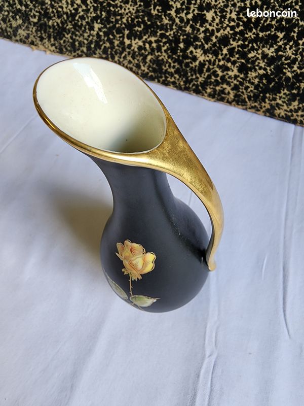 Vase Soliflore pichet feuille d'or Porcelaine ROYAL Bavaria Allemagne (image 2)