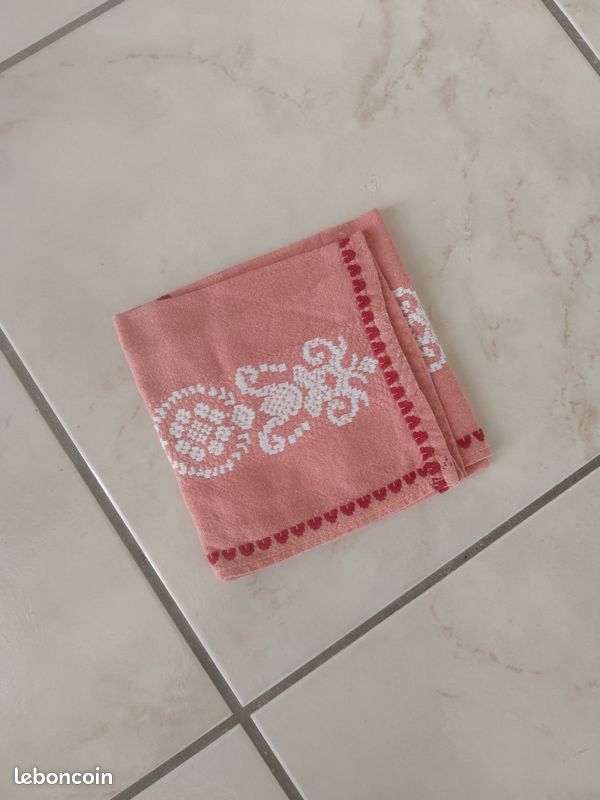 Lot de 6 serviettes de table 45x45 cm YUCO coton tomette - Maison