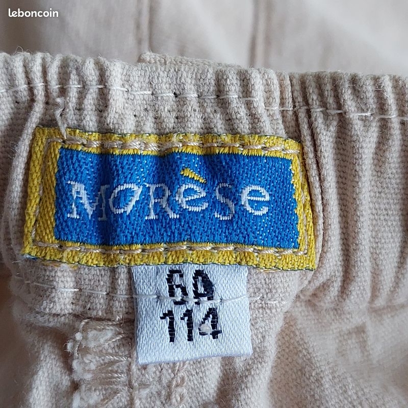 Pantalon vintage beige, borderie florale turquoise Marèse taille 6 ans - danayel (image 2)