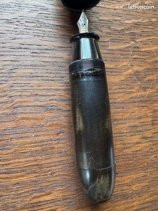 Ancien Stylo Plume JUMBO En Bois Et Laiton - Japon, à Piston, Plume Acier (endommagée)