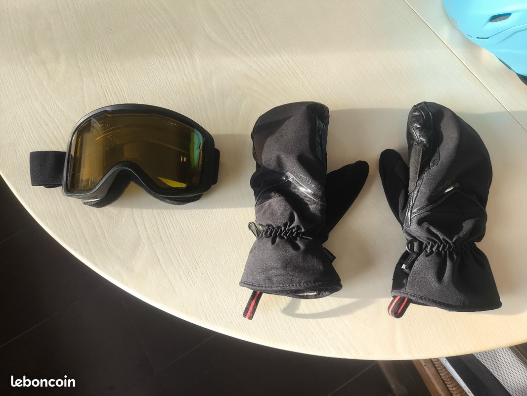 Moufles de ski Decathlon imperméables S/M avec paume et doigts en cuir + masque mauvais temps S/M (Adolescent/femme) (image 1)