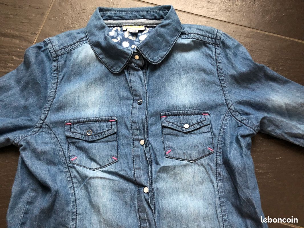 Chemise jeans bleu 10 ans Vertbaudet coton (image 6)