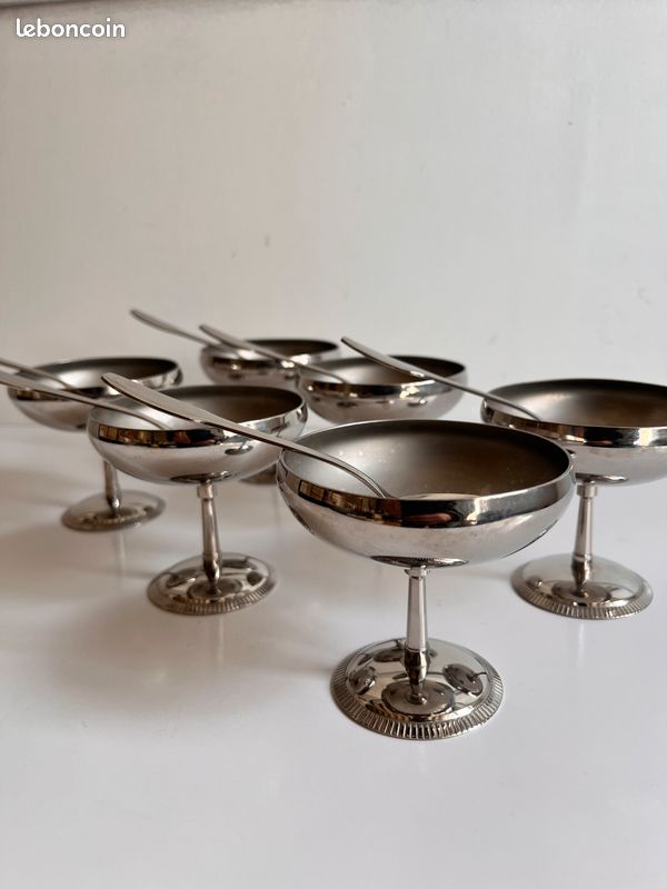 Coupe à Glace LOT DE 6 Coupes à Glace En Inox 18/10 Vintage Made In France EUR 70,00 Coupe à Dessert